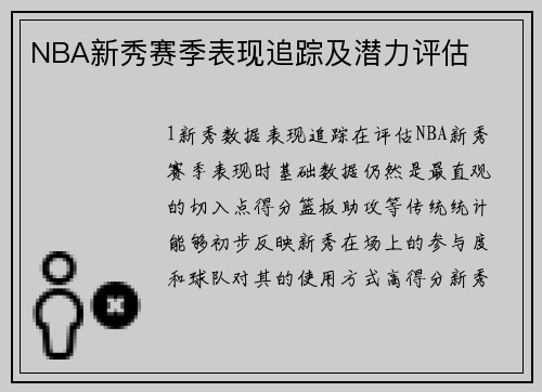 NBA新秀赛季表现追踪及潜力评估